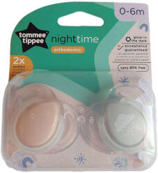 Tommee Tippee Suzetă CTN Night 2 buc 0-6 luni pastel pudră-gri (43338095)