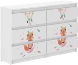  Ifjúsági 6 fiókos Komód 120cm - Boho róka - fehér