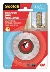 3M Banda dublu adeziva buretata, 19mm x 1.5m, pt. interior, sustine 2kg/30cm, 3M - SCOTCH - transparent (3M-UU004874085) - pcone