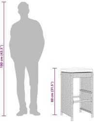 vidaXL 6 db szürke polyrattan kerti bárszék párnával (368693) - pepita
