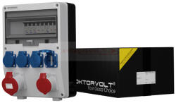 Doktorvolt Szerelt ipari doboz installációval, 250X360mm, 1X(5P16A)+ 1X(5P32A)+ 4X(2P+F), IP44, kismegszakítóval (DV-2107-D)
