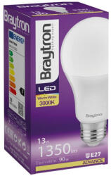 BRAYTRON Led lámpa körte E-27 13W A65 meleg fehér 1350lm Braytron (BA13-01320)