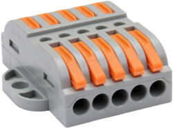Tracon Csavar nélküli vezetékösszekötő, toldó, nyitható 0, 5-4mm2, 32A, 400VAC 5P (OVOFT55)
