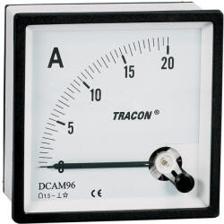 TRACON Analóg egyenáramú ampermérő közvetlen méréshez 96×96mm, 20A DC (DCAM96-20) - vilagitasok