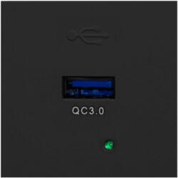 ORNO USB töltőaljzat beépíthető fekete 3A (OR-GM-9010-B-USBQ)
