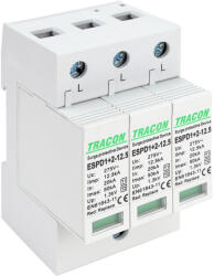 Tracon T1+T2 AC típusú túlfeszültséglevezető, cserélhető betéttel 3P 12, 5kA 275V (ESPD1-2-12-5-3P)