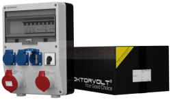 Doktorvolt Szerelt ipari doboz installációval, 250X360mm, 1X(5P16A)+ 1X(5P32A)+ 3X(2P+F), IP44, kismegszakítóval kapcsolóval (DV-0281-D)