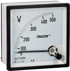 TRACON Analóg váltakozó áramú voltmérő 96×96mm, 250V AC (ACVM96-250) - vilagitasok