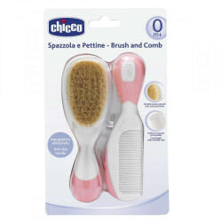 Chicco természetes sörtés Hajkefe + Fésű - rózsaszín (CH0065691)