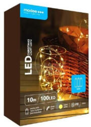 Modee LED karácsonyi fűzér 100LED/10m réz AA-elem fehér-fényű 3V DC 2500K IP20 Modee (EPINML-C2012)