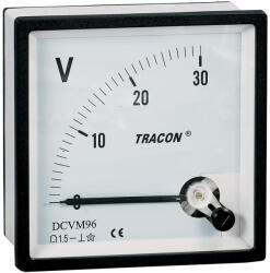 TRACON Analóg egyenáramú voltmérő 96×96mm, 600V DC (DCVM96-600) - vilagitasok