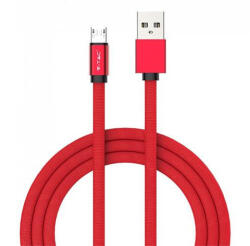 V-TAC Ruby USB - Micro USB pamut-szövetkábel (1 méter) piros - USB 2.0 (22415)
