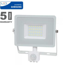 V-TAC Mozgásérzékelős Samsung LED reflektor meleg fehér 30W/100° IP65 fehér ház (23883)