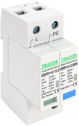 Tracon T1+T2 AC típusú túlfeszültség levezető, cserélhető betéttel 1+1P 12, 5kA 275V (ESPD1-2-12-5-1-1P)