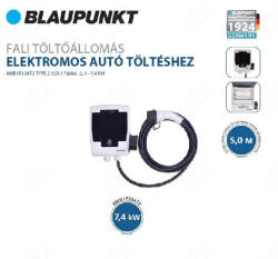 Blaupunkt fali töltő elektromos autóhoz 22kW 5 m Type-2 kábellel (AWB3P32AT2)