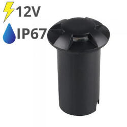 V-TAC LED talajlámpa 4 nyílással (1W/10lm) hideg fehér IP67, fekete - 12V! (22654)