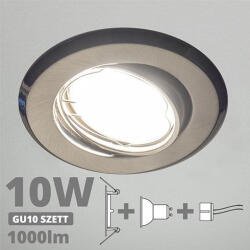 V-TAC LED spot szett: mattkróm bill. keret + 9, 5 Wattos, természetes fehér GU10 LED lámpa + GU10 csatlakozó (kettesével rendelhető) (27159)