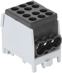 Tracon Főáramköri leágazó kapocs tripla, sínre szerelhető, fekete 2.5-25mm2 (FLECU-25-16-3F)