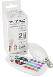 V-TAC LED lámpa E14 (3, 5W/200°) Gyertya, RGB+CW+RF 6400K távirányítható (22355)