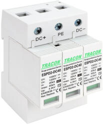 Tracon T2 DC típusú túlfeszültség levezető, cserélhető betéttel 1200V (ESPD2-DC40-1000)