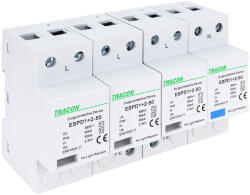 Tracon T1+T2 AC típusú túlfeszültség levezető, egybeépített 4P 50kA 385V (ESPD1-2-50-4P)