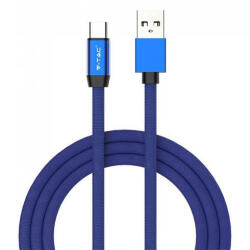 V-TAC Ruby USB - Micro USB pamut-szövetkábel (1 méter) kék - USB 2.0 (22414)