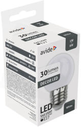 Avide Dekor LED fényforrás G45 1W E27 Fehér (ABDLG45-1W-W)