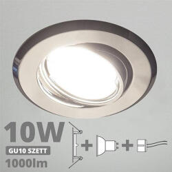 V-TAC LED spot szett: króm bill. keret + 9, 5 Wattos, természetes fehér GU10 LED lámpa + GU10 csatlakozó (kettesével rendelhető) (27143)