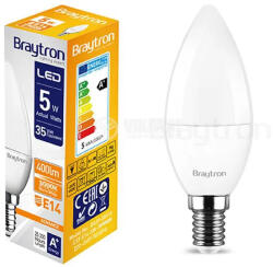 BRAYTRON Led lámpa gyertya E-14 5W C37 meleg fehér Braytron (BA09-00510)