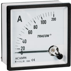 TRACON Analóg váltakozó áramú ampermérő közvetlen méréshez 72×72mm, 30A AC (ACAM72-30) - vilagitasok