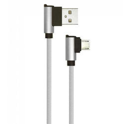 V-TAC Diamond L alakú USB - Micro USB nejlon-szövetkábel (1 méter) szürke - USB 2.0 (22430)