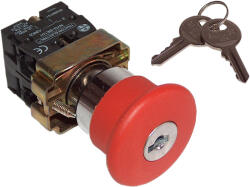 TRACON Tok. reteszelt gombafejű vészgomb, piros, sárga fed. , elford. 1×NC+1×NO, 3A/400V AC, IP44, d=40mm (NYGBS9445PTS) - vilagitasok