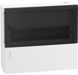 Schneider RESI9 MP Kiselosztó, füstszínű átlátszó ajtó, falon kívüli, 1x12 modul, PEN sín, komplett, fehér (MIP12112S)