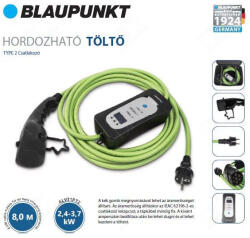 Blaupunkt hordozható töltő elektromos autóhoz 3, 7kW 8 m Type-2 kábellel (ALV21PT2)