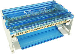 Tracon Moduláris elosztóblokk nyitható fedéllel 4×16(10) mm2 / 12×10(6) mm2 (FLSO16-4P16)