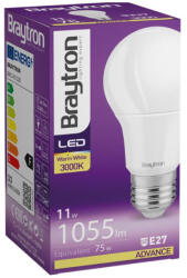 BRAYTRON Led lámpa körte E-27 11W A60 meleg fehér 1055lm Braytron (BA13-01120)