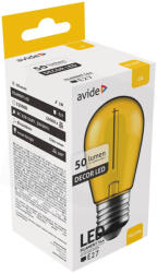 Avide Dekor LED Filament fényforrás 1W E27 Sárga (ABDLS44F-1W-Y) - vilagitasok