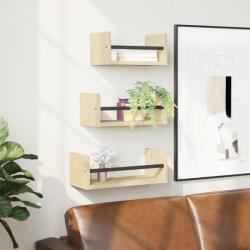 vidaXL 3 részes sonoma tölgy színű szerelt fa fali polc szett rúddal (835445) - vidaxl