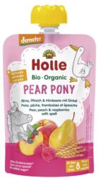 Holle Baby Piure de Pere, Piersici si Zmeura cu Grau Spelta Eco, Pear Pony, Holle Baby, 100 g