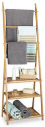  KIRAKA Bambusz Fürdőszoba Létrapolc - Törölközőtartó és Polc - 152cm