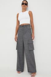 Pinko pantaloni din lana culoarea gri, drept, high waist 9BYX-SPD0PU_90A