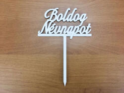 Fa - Beszúrós " Boldog Névnapot" felirat fehér 8, 6cm (5780FEH)
