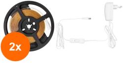 Well Set 2 x Banda LED COB cu Lumina Calda 3000 K Well, 12 V 360 Chipuri/m, 5 m, cu Driver 24 W (TIV-2xLEDSTWD-COB-123608D202/5-W)