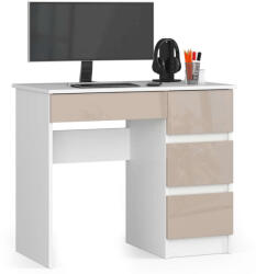 Akord A-7 90 cm Jobboldali Számítógépes Asztal - Fehér-cappuccino Fényes (AKO-IP0PBIUCAPUPRA7)