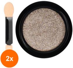 Luxorise Set 2 x Pigment Unghii Mirror Powder Luxorise, Platinum Gold (TOT-2xTBY-L5553)