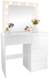 Hollywood Pro Sminkasztal - Fehér - 4 Fiók - 12 LED
