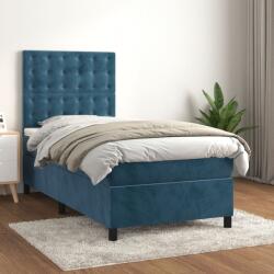 vidaXL sötétkék bársony rugós ágy matraccal 90 x 200 cm (3143245)