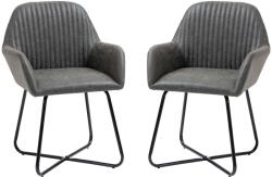 HomCom 2 db ergonomikus szék készlet, karokkal, Eco bőr/fém, 60 x 56, 5 x 85 cm, szürke (839-128CG)
