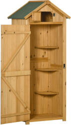 Outsunny Kerti szerszámtároló szekrény, Outsunny, Fa, Vízálló, 3 kivehető polc, 77 x 54, 2 x 179 cm, Bézs