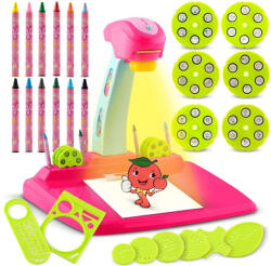  Ricokids Kivetítős rajztábla, 36 színes képpel, 12 db zsírkrétával, 3+ év - Rózsaszín (772000)
